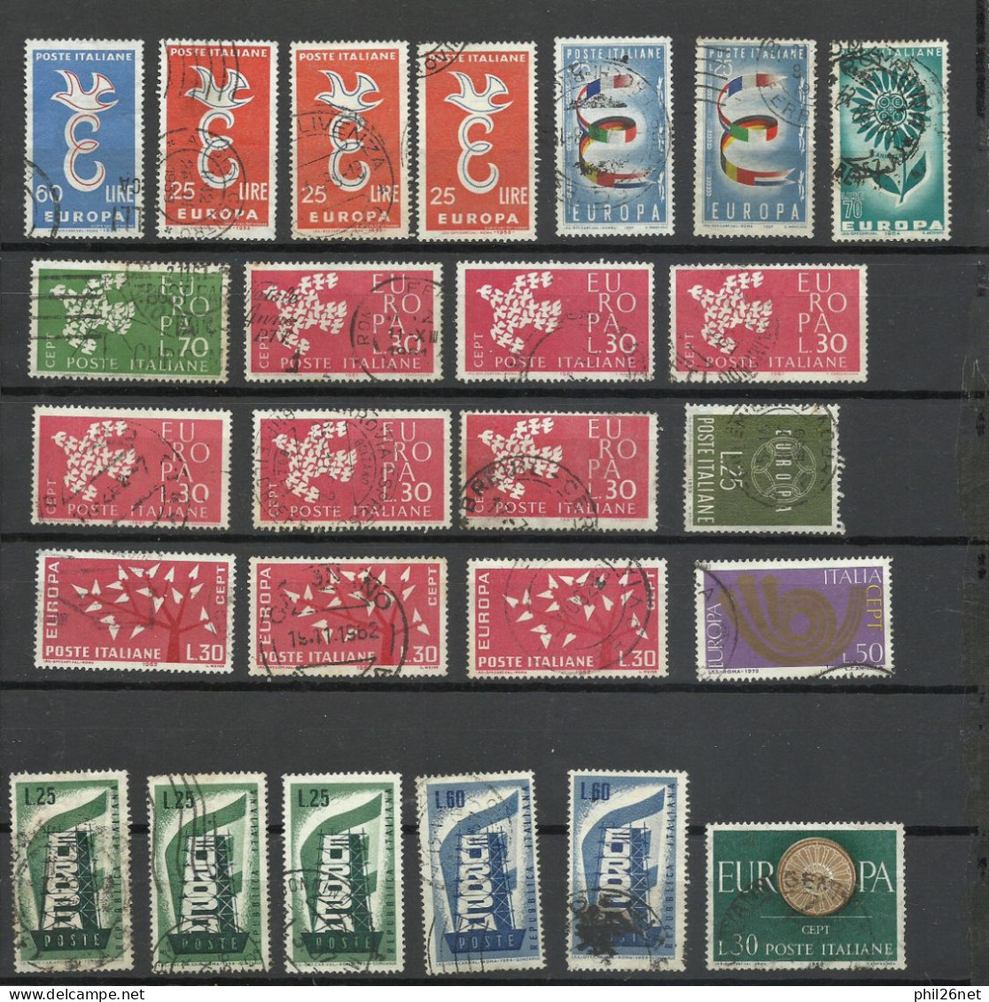 Italie  Lot Europa Dont N°731 X 3  Et N° 732  X 2  Oblitérés    B/TB   Voir Scans Soldé   ! ! ! - 1956