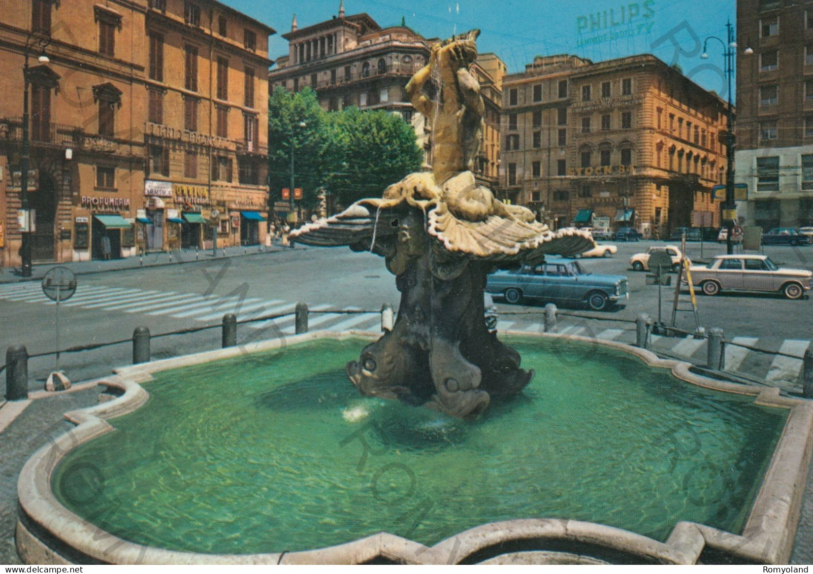 CARTOLINA  ROMA,LAZIO-FONTANA DEL TRITONE (G.L.BERNINI-sec.XVII)-MEMORIA,CULTURA,RELIGIONE,BELLA ITALIA,NON VIAGGIATA - Transports