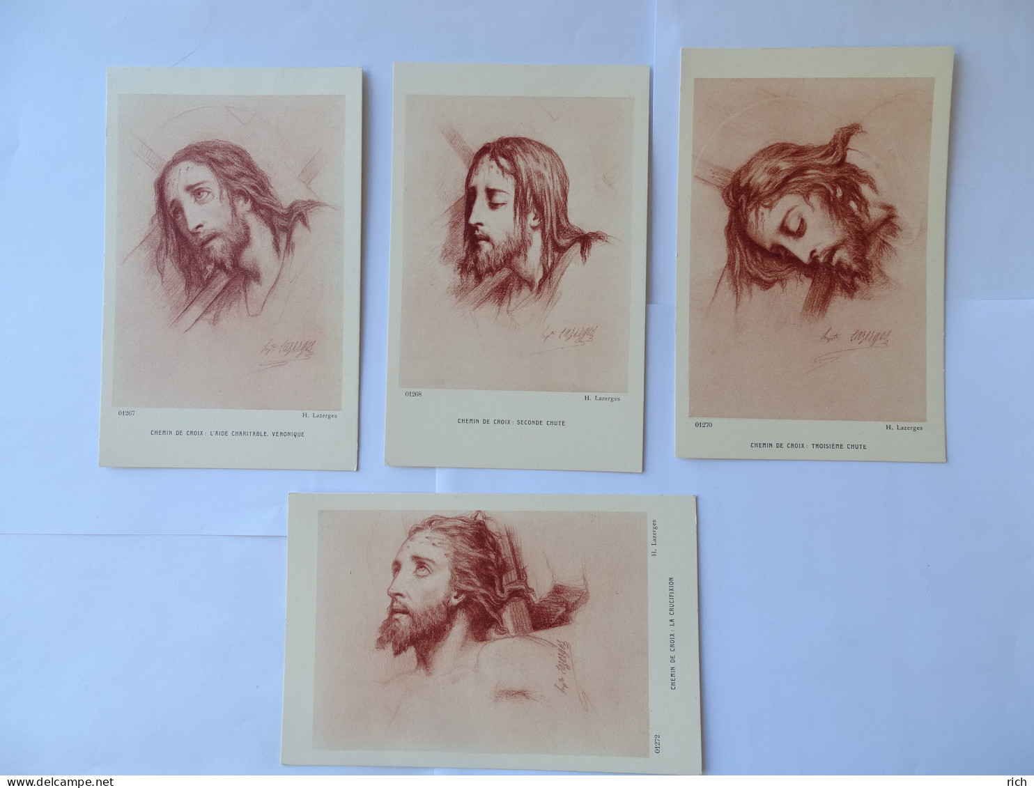 Lot De 4 CPA - Illustrateur Hippolyte Lazerges - Chemin De Croix - Collections & Lots