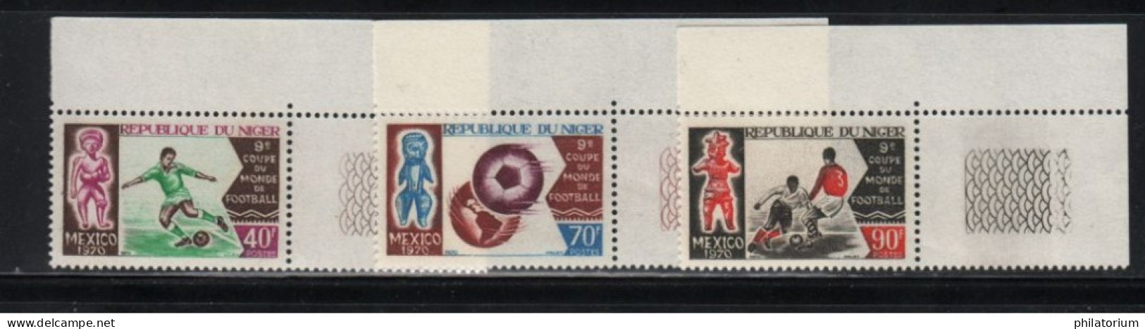 Niger, **, Yv 233, 234, 235; Mi 242, 243, 244; SG 342, 343, 344; 9° Coupe Du Monde De Football 1970 à Mexico, - 1970 – Mexique