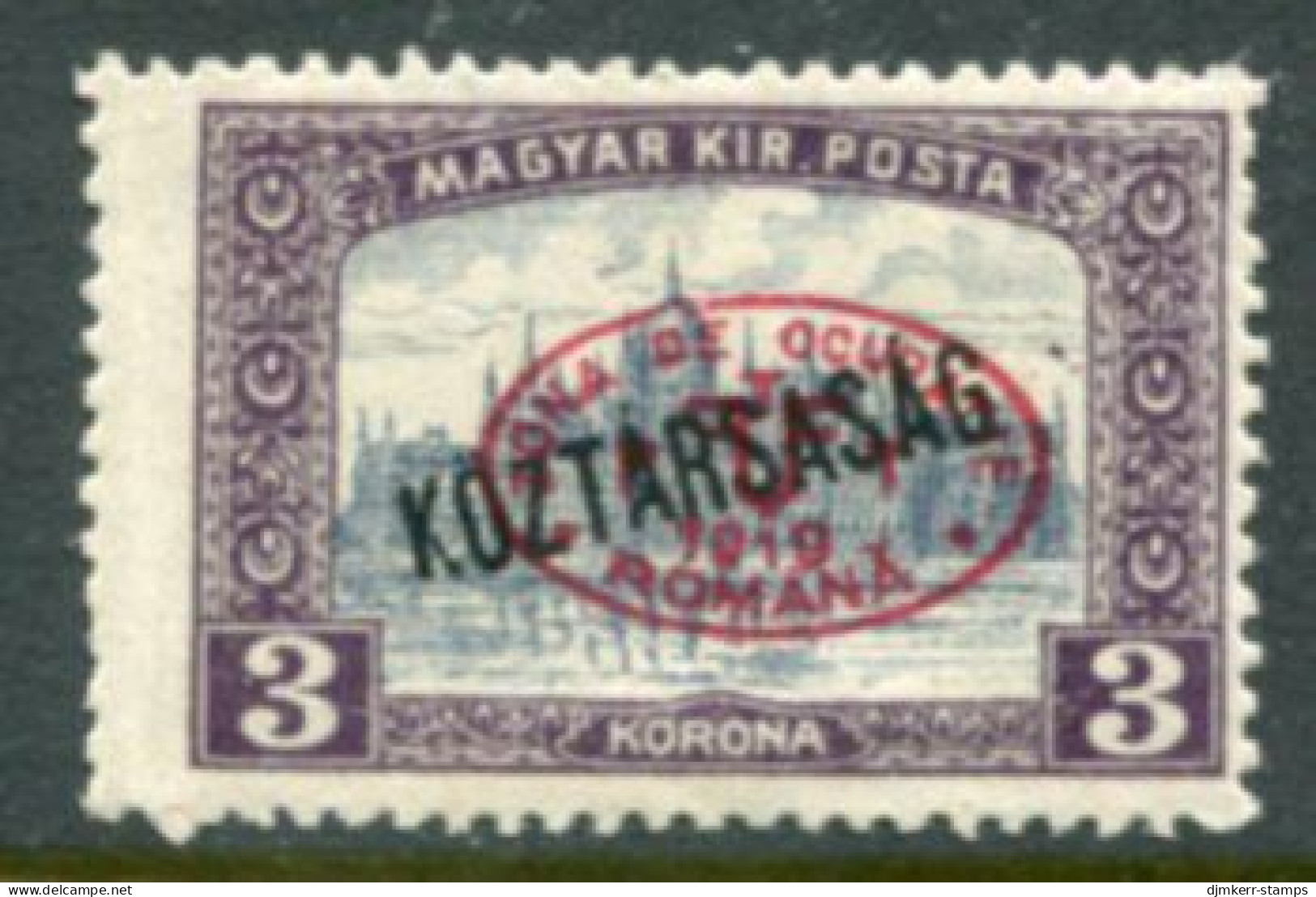 DEBRECEN 1919  3 Kr.   Parliament Köztarsasag With Red Overprint LHM / *   Michel 53a - Debrecen