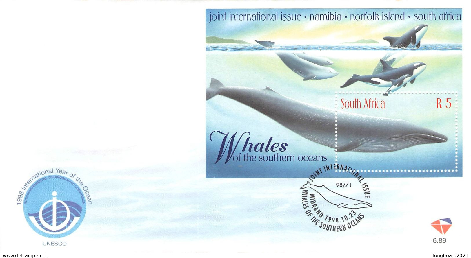 SOUTH AFRICA - FDC 1998 WWF - WHALE / 4138 - FDC