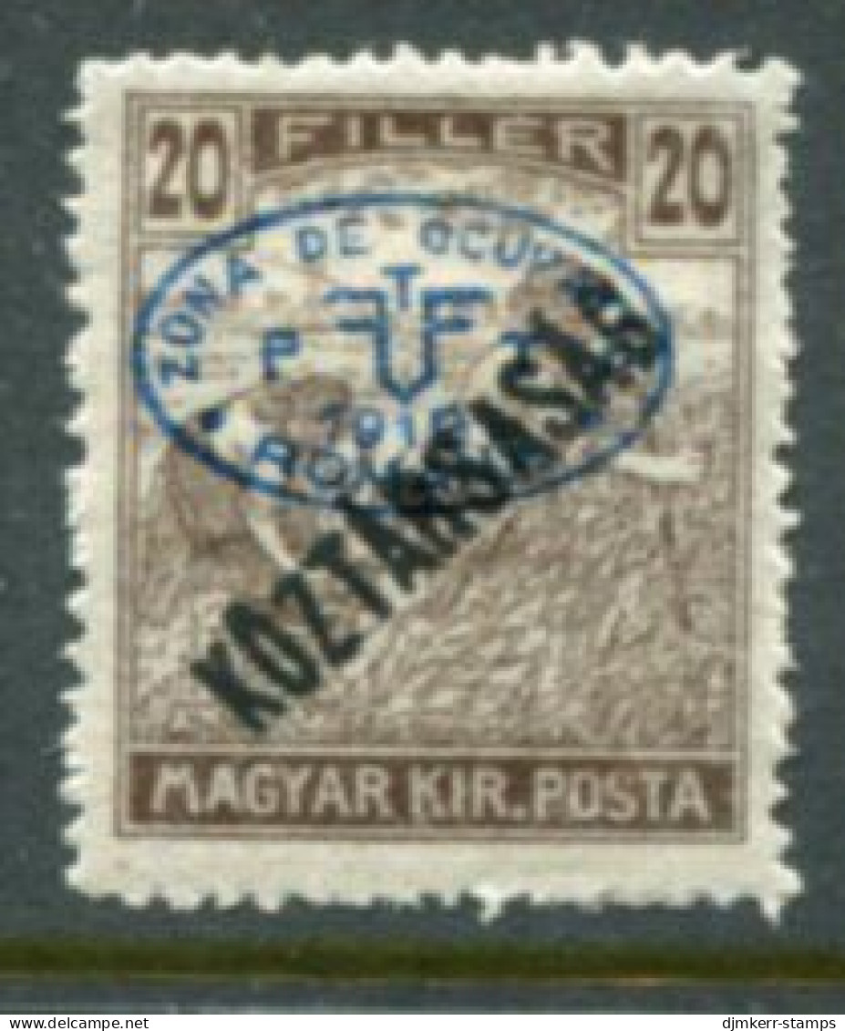 DEBRECEN 1919  20f . Harvesters Köztarsasag With Blue Overprint LHM / *   Michel 49 - Debrecen