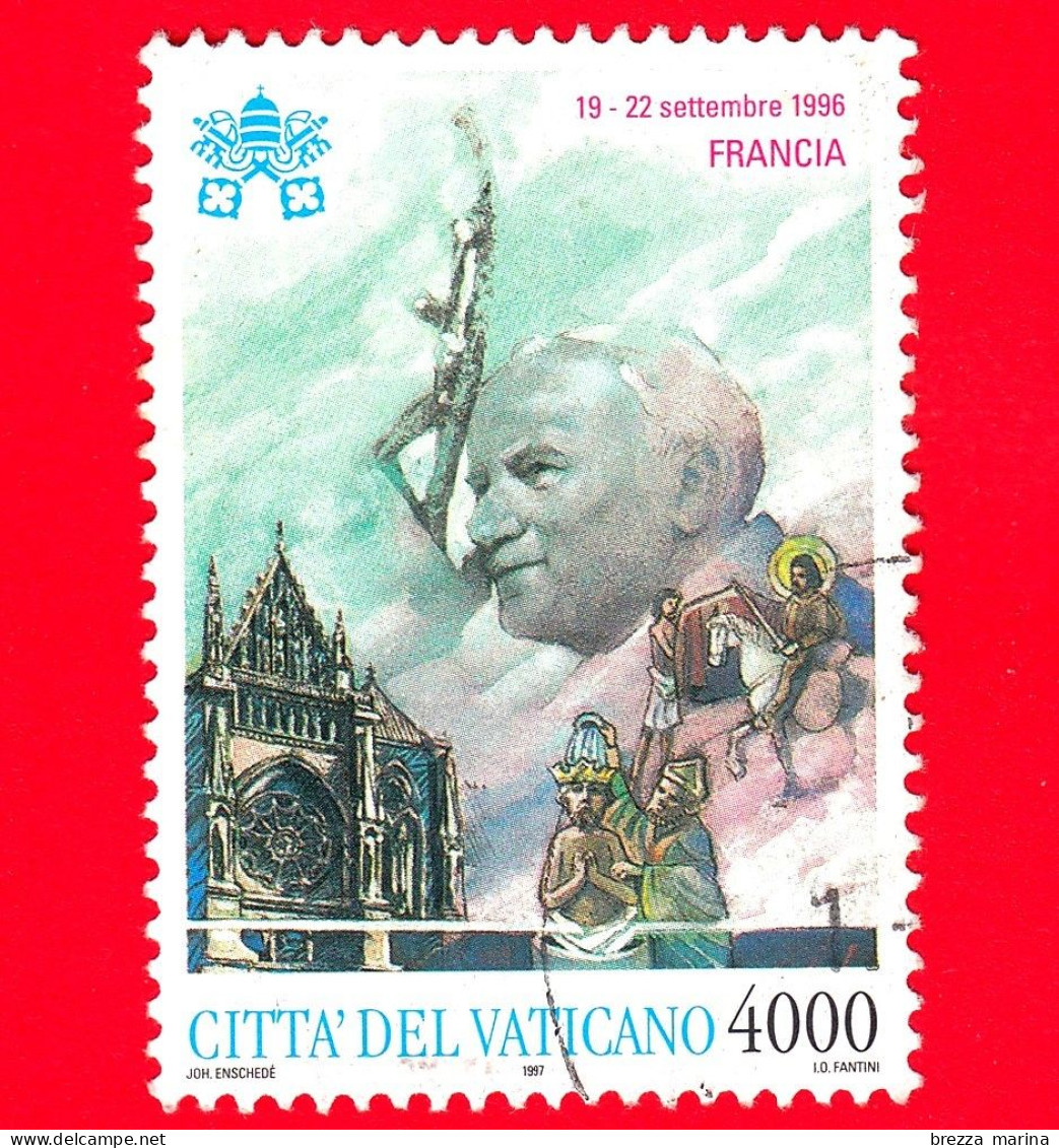 VATICANO - Usato - 1997 - Viaggi Di Giovanni Paolo II Nel 1996 - Francia - 4000 L. - Oblitérés