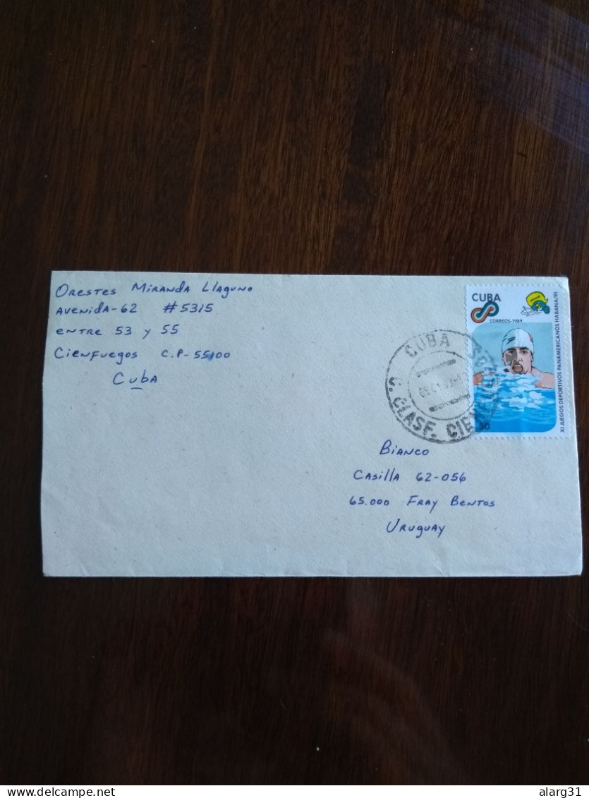 2 Air Letter Cuba.argentina.uruguay.1993.swimming Yv2994.tenis Yv2993.2257/2267.e8 Reg Letter Conmems 2p .3+ E14. - Nuoto