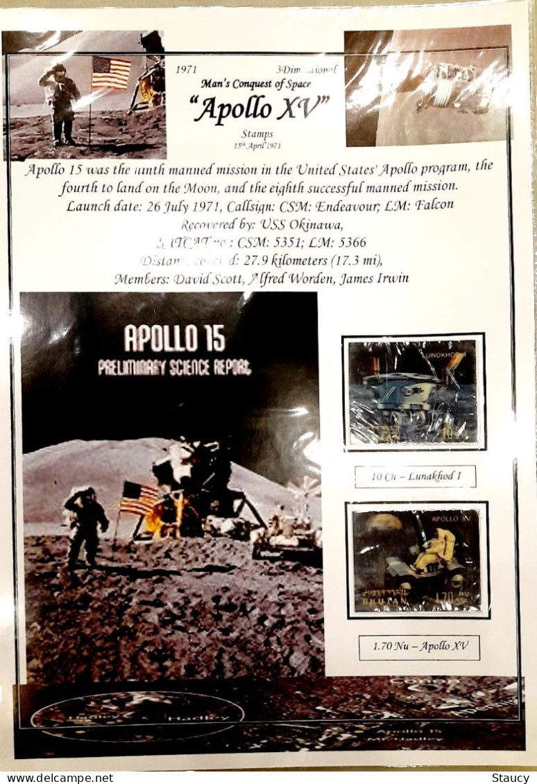 BHUTAN 1971 COLLECTION Of 3d APOLLO XV Brochure + 2v SET+ Souvenir Sheet + 2 Off FDC's + Agency SS FDC + Rare Surcharge - Sammlungen