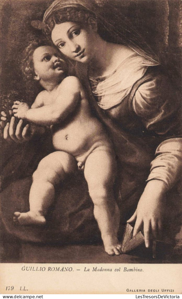 ARTS - Tableaux - Guillio Romano - La Madonna Col Bambino - Carte Postale Ancienne - Malerei & Gemälde