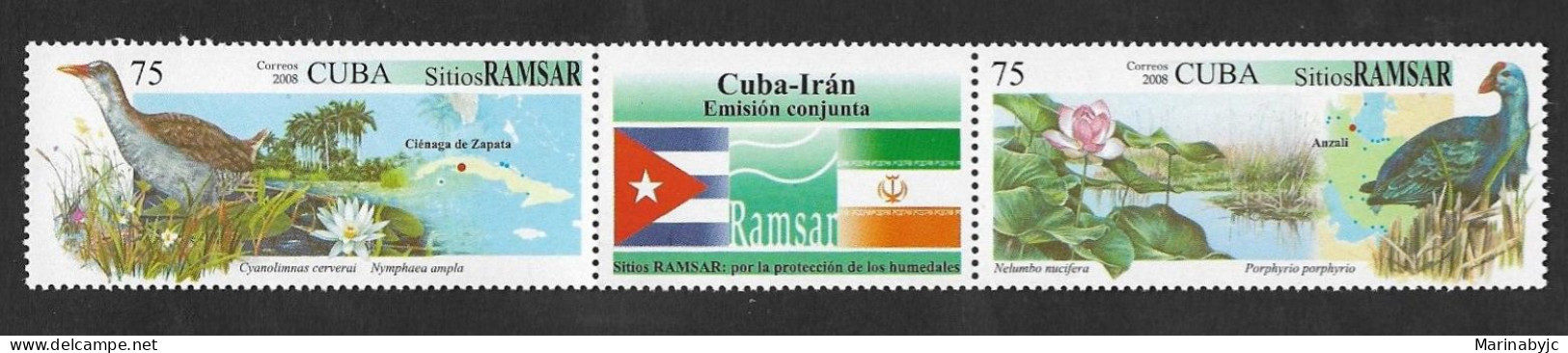 SD)2008 CUBA JOINT NATURE WITH IRAN, HORIZONTAL PAIR WITH CENTRAL VIGNETTE- FOR THE PROTECTION OF HUMIDITY, MNH - Other & Unclassified