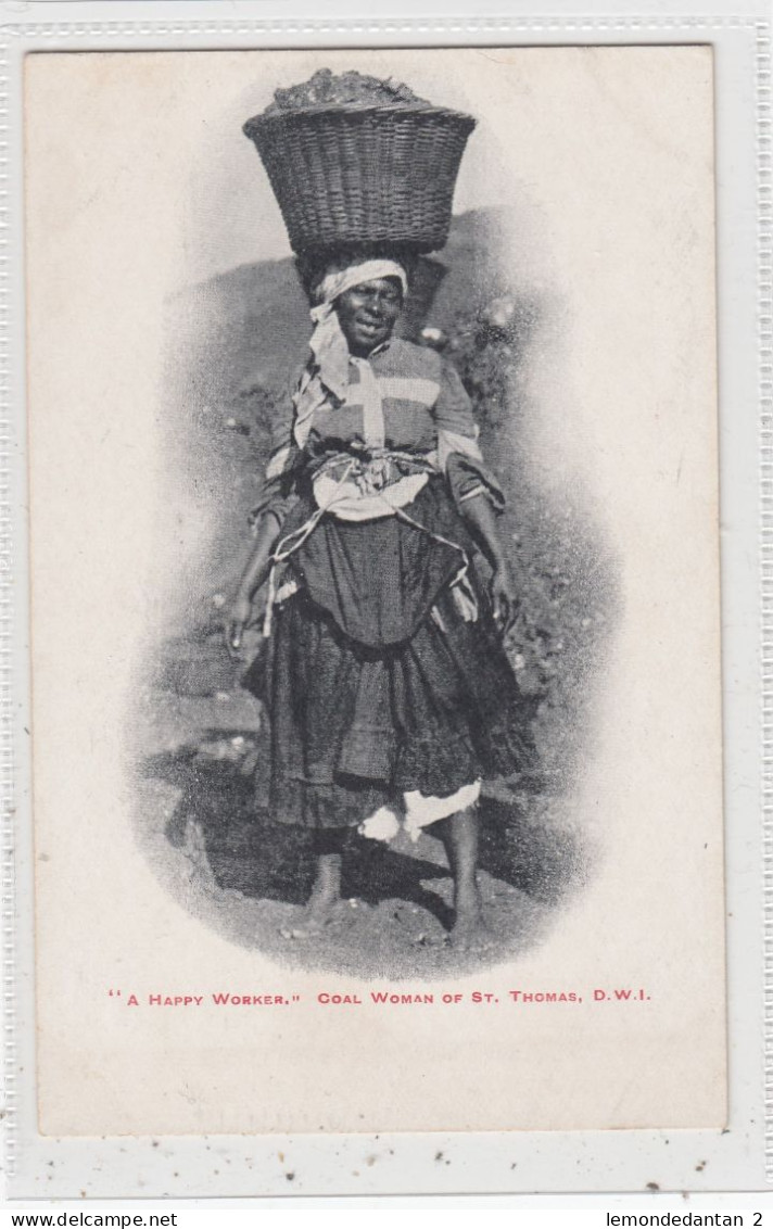 St-Thomas, D.W.I. A Happy Worker, Coal Woman. * - Islas Vírgenes Británicas
