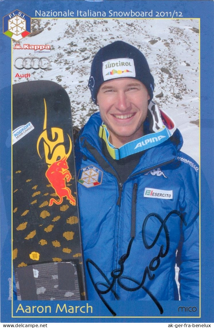 Autogramm AK Snowboarder Aaron March NIS FISI 11/12 Brixen Bressanone Südtirol Olympia Olympionike  Funes-Villnoess FIS - Authographs