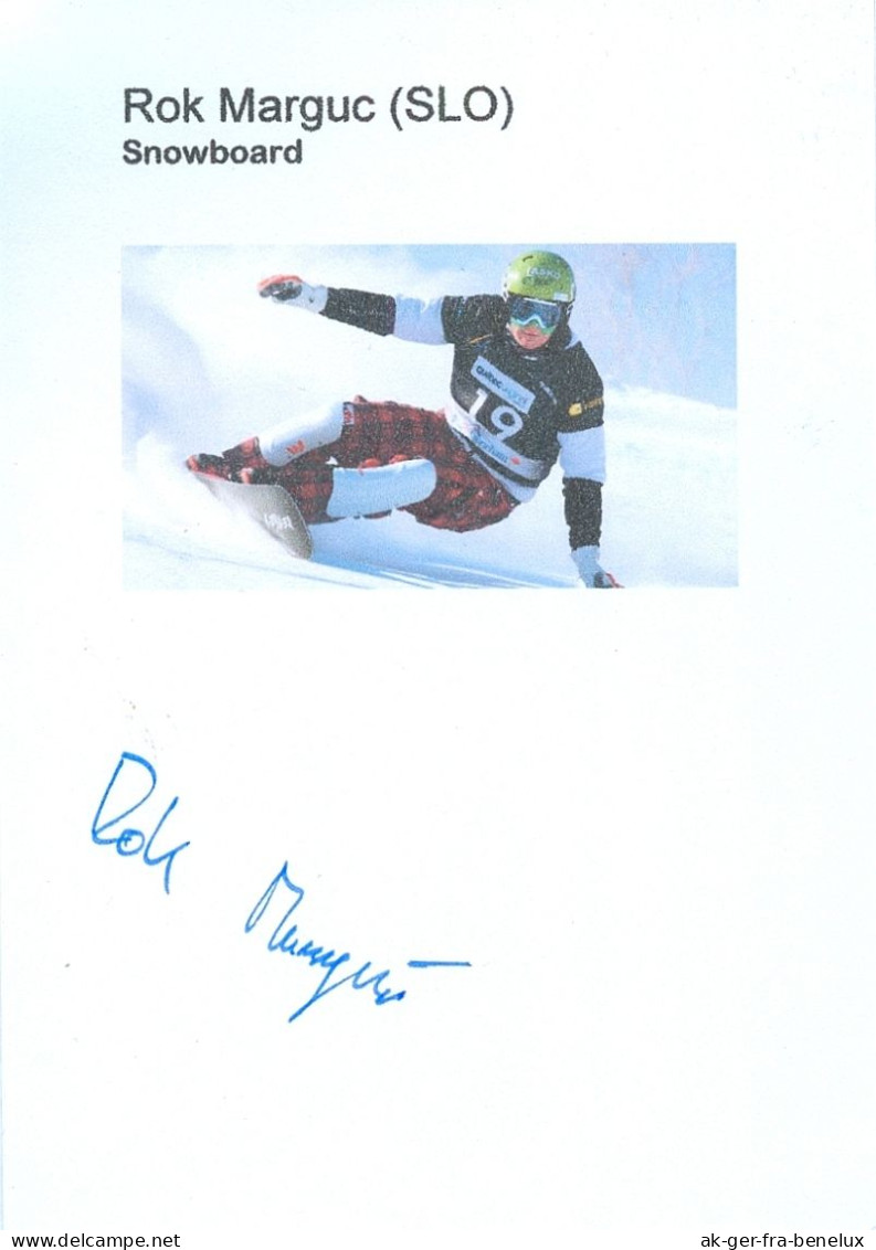 Autogramm Snowboarder Rok Marguč Celje Slovenija Slovenia Slowenien Viharnik Velenje Weltmeister Olympia Marguc FIS - Autographes
