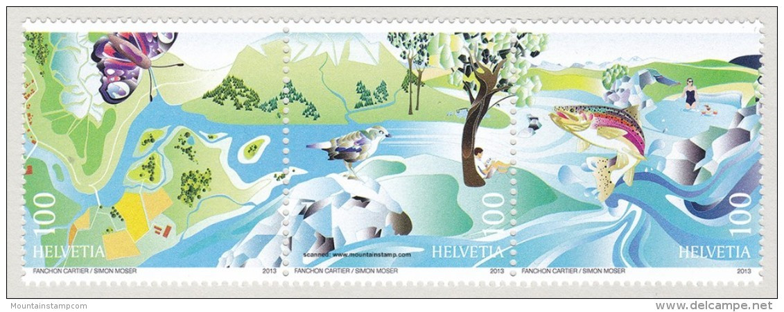 Switzerland 2013 (03) Restoration Renaturierung Renaturation Fish Butterfly Bird MNH ** - Nuovi