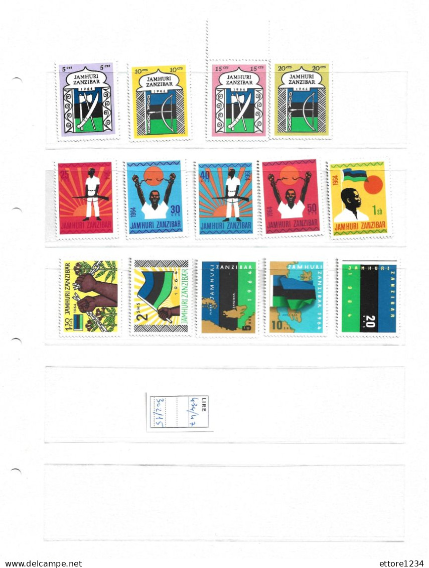 Zanzibar 1964 Nuovi Mnh - Zanzibar (1963-1968)