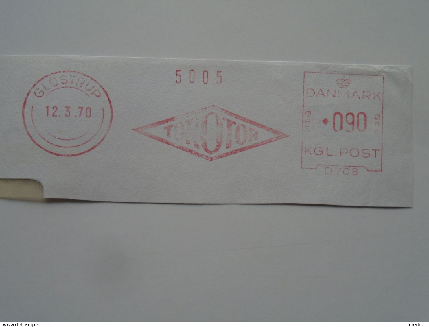 D200475   Red  Meter Stamp Cut- EMA - Freistempel  - Denmark -Danmark -  1970 Glostrup -Tortor - Franking Machines (EMA)