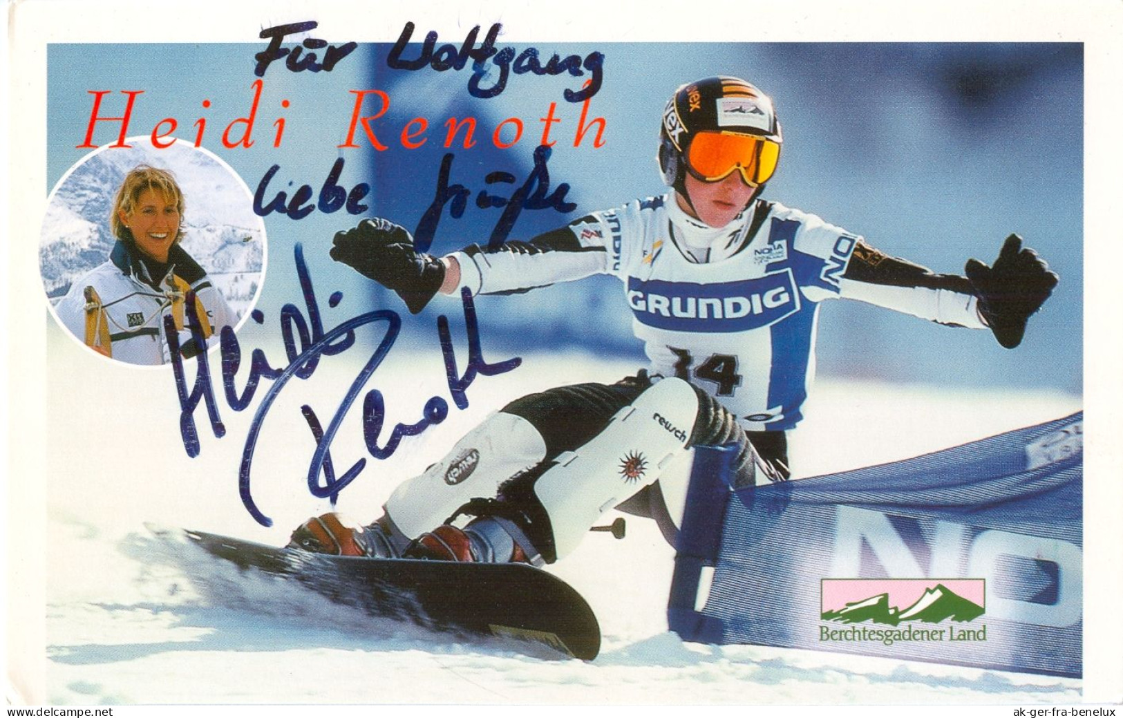 2) Autogramm AK Snowboarderin Heidi Renoth Berchtesgaden Rosenheim Bayern Olympia Silber 1998 DSV FIS Weltmeisterin - Handtekening