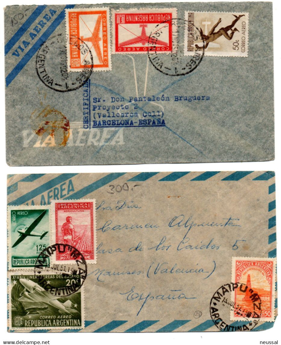 2 Cartas De Argentina De Los Años 50 - Storia Postale