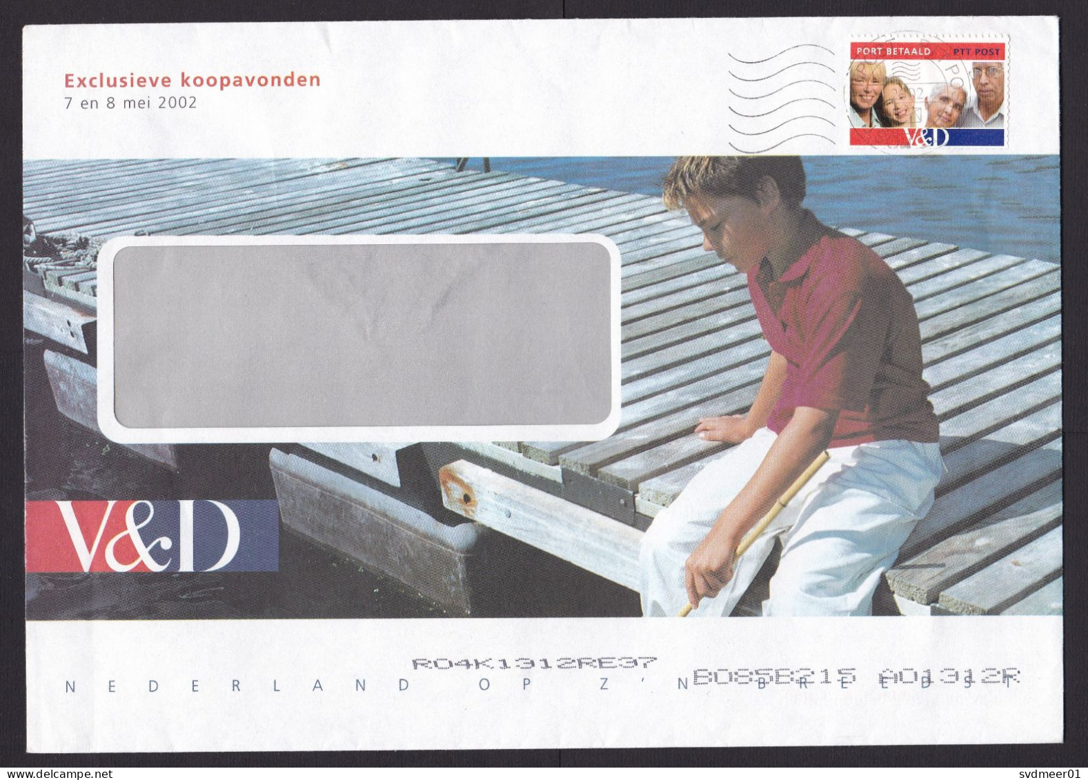 Netherlands: Advertorial Cover, 2002, 1 Cinderella Postage Paid Stamp, Issued For V&D Department Store (damaged) - Lettres & Documents