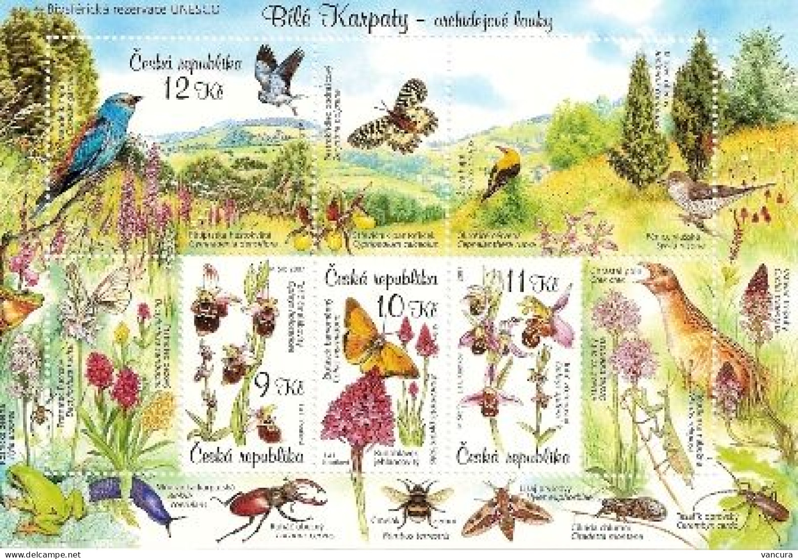 A 525-8 Czech Rep. White Carpathian Mountains And Orchid Meadows 2007 Butterfly Frog Beetle Bird Bumble Bee Mantis - Nuovi