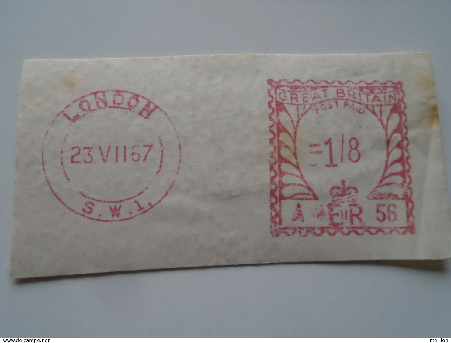 D200491 Red  Meter Stamp  cut -EMA - Freistempel- UK - LONDON 1960-70's  Lot of 17 pcs