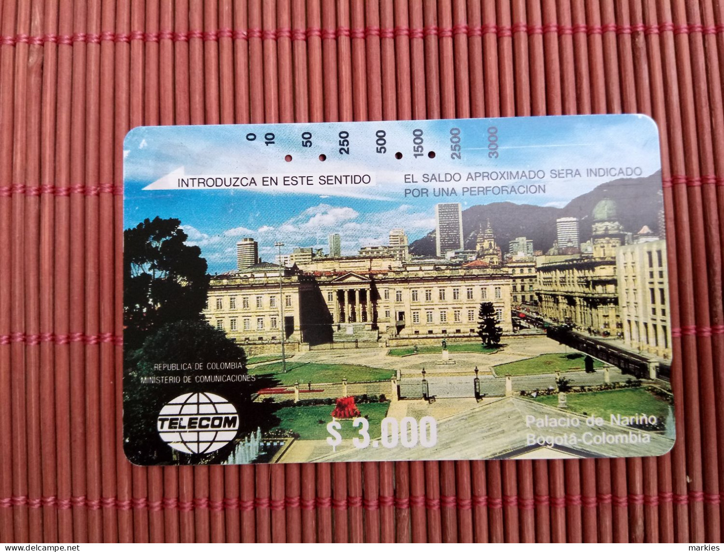 Phonecard Colombia  Telecom Tamura $3.000 Used Rare - Kolumbien