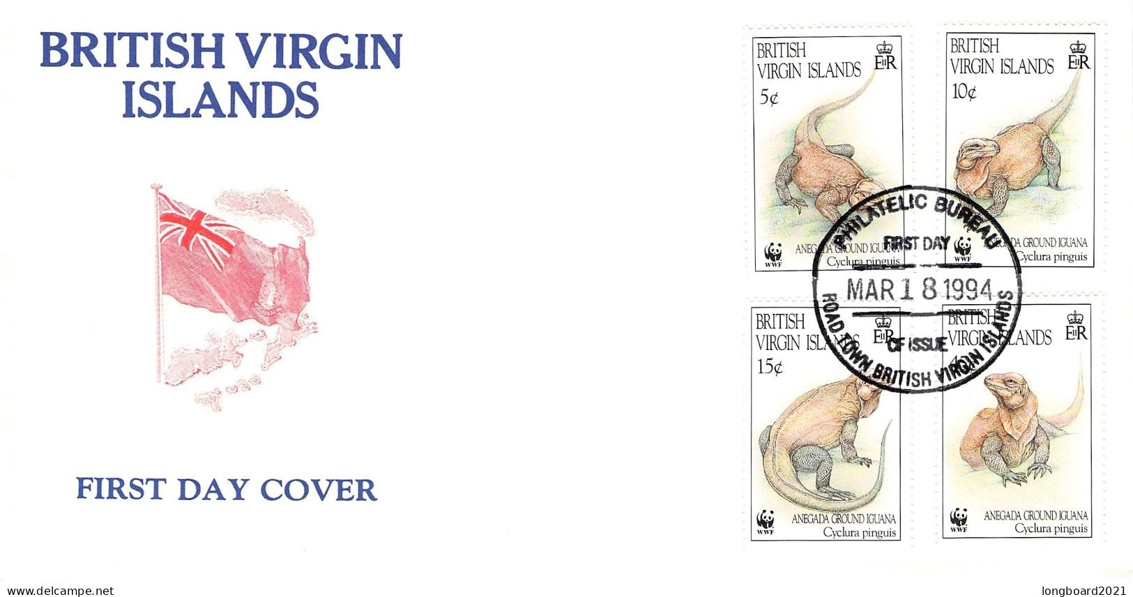 BRITISH VIRGIN ISLANDS - FDC 1995 WWF - IGUANA / 4141 - Britse Maagdeneilanden