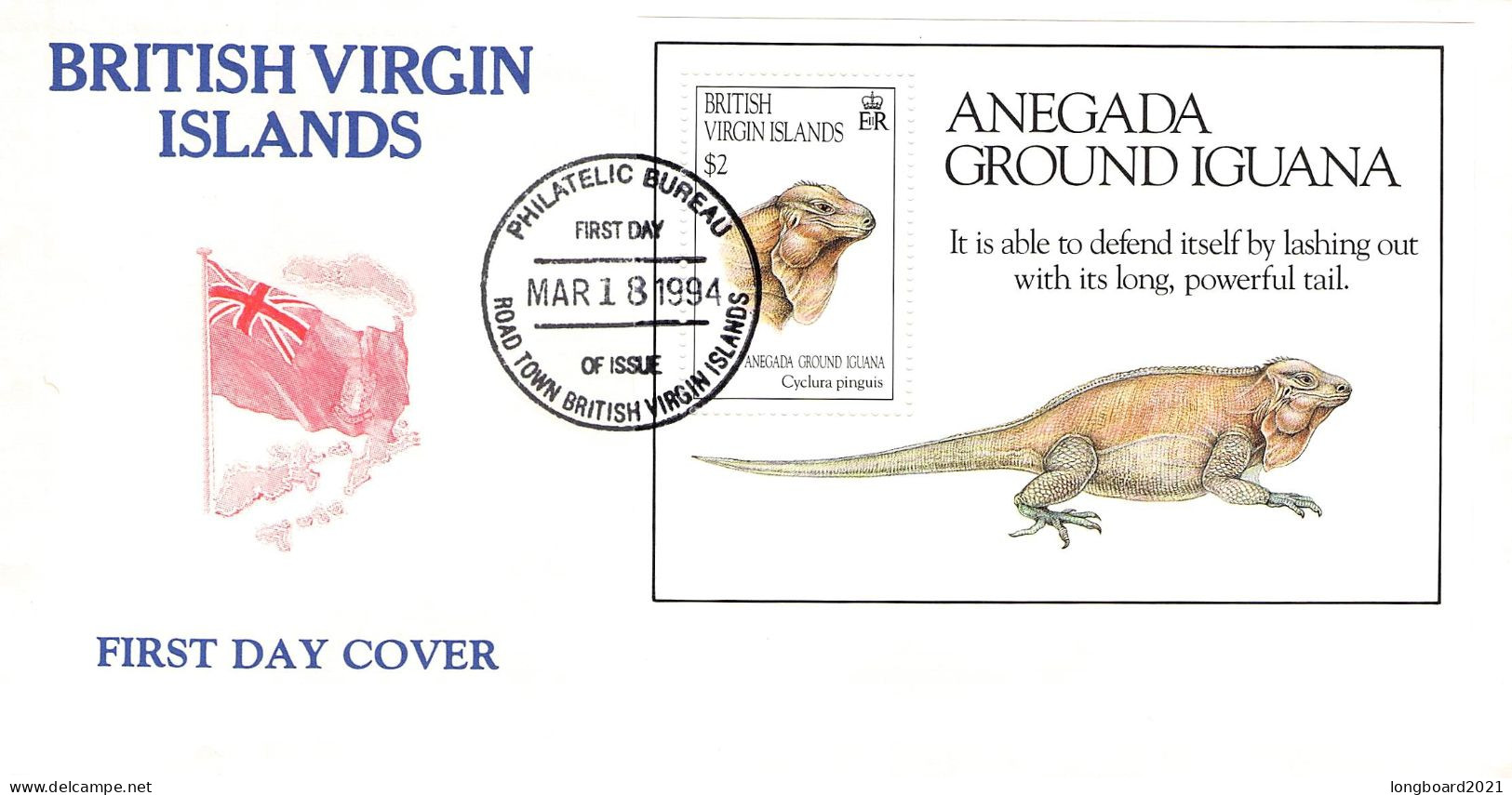 BRITISH VIRGIN ISLANDS - FDC 1995 WWF - IGUANA / 4141 - British Virgin Islands