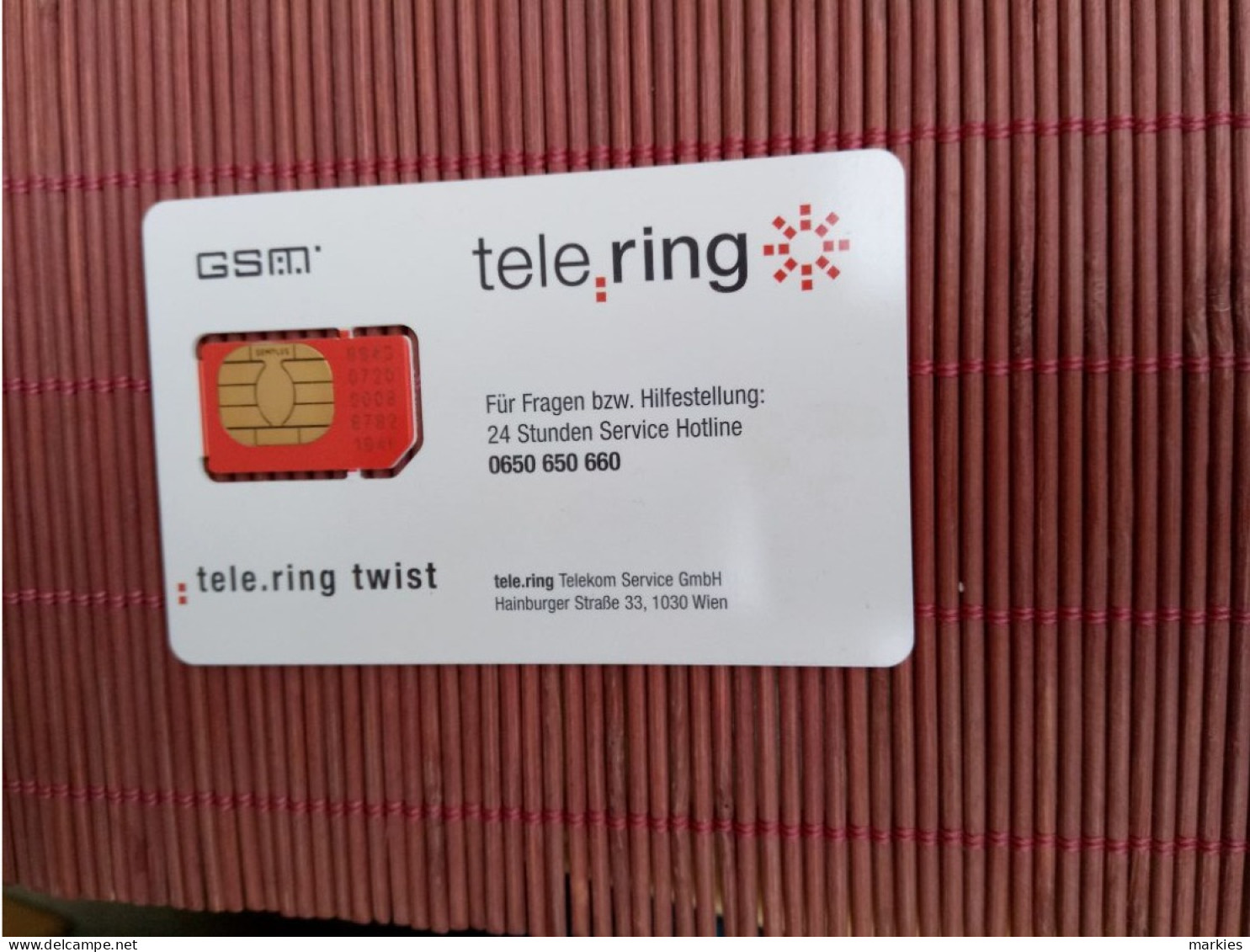 GSM CARD TELERING MINT 2 PHOTOS  Rare - Austria