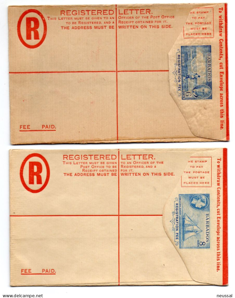 2 Cartas Registradas De Barbados - Barbados (...-1966)
