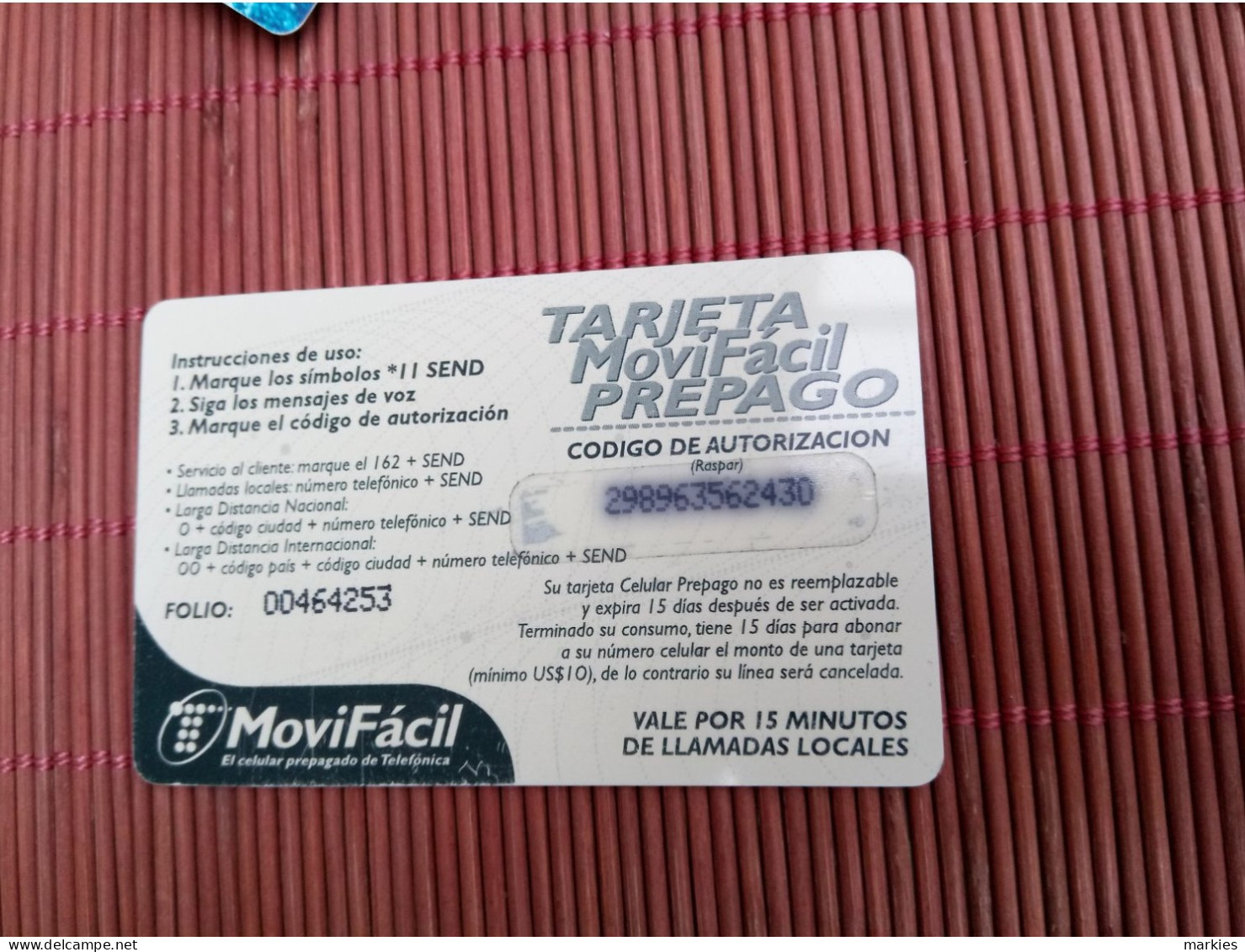 MoviFacil Prepaidcard 2 Photos Used Rare - Peru