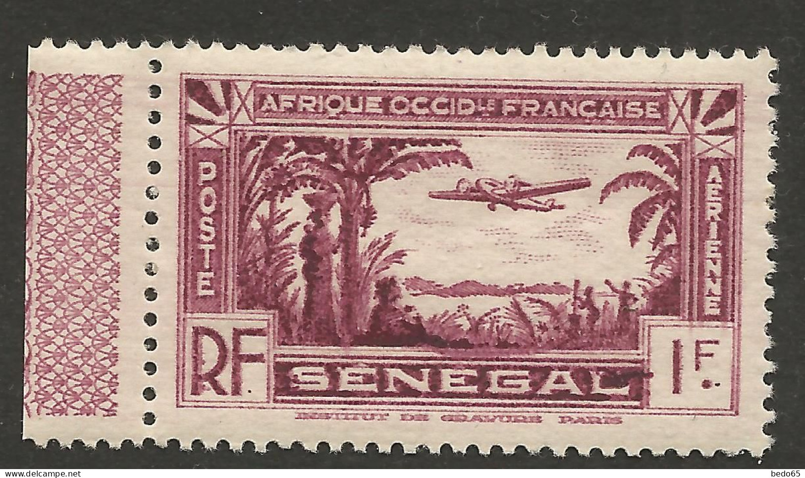 SENEGAL PA N° 3 Variétée RF Impression Double Et Trait De Couleur Dans Le L NEUF** LUXE SANS CHARNIERE / Hingeless / MNH - Luftpost