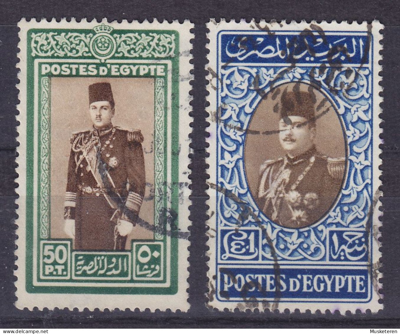 Egypt Egypte 1939 Mi. 258-59, 50 P & 1 £ King König Faruk Top Values - Usati