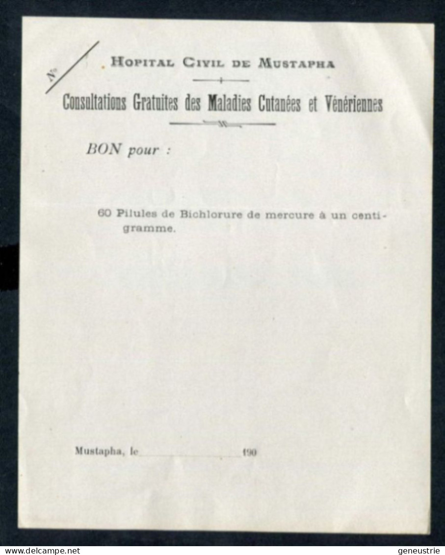 Billet De Nécessité "Hopital Cilvil De Mustapha (vers 1900) Bon Pour 60 Pilules" Alger - Algérie Française - Algeria