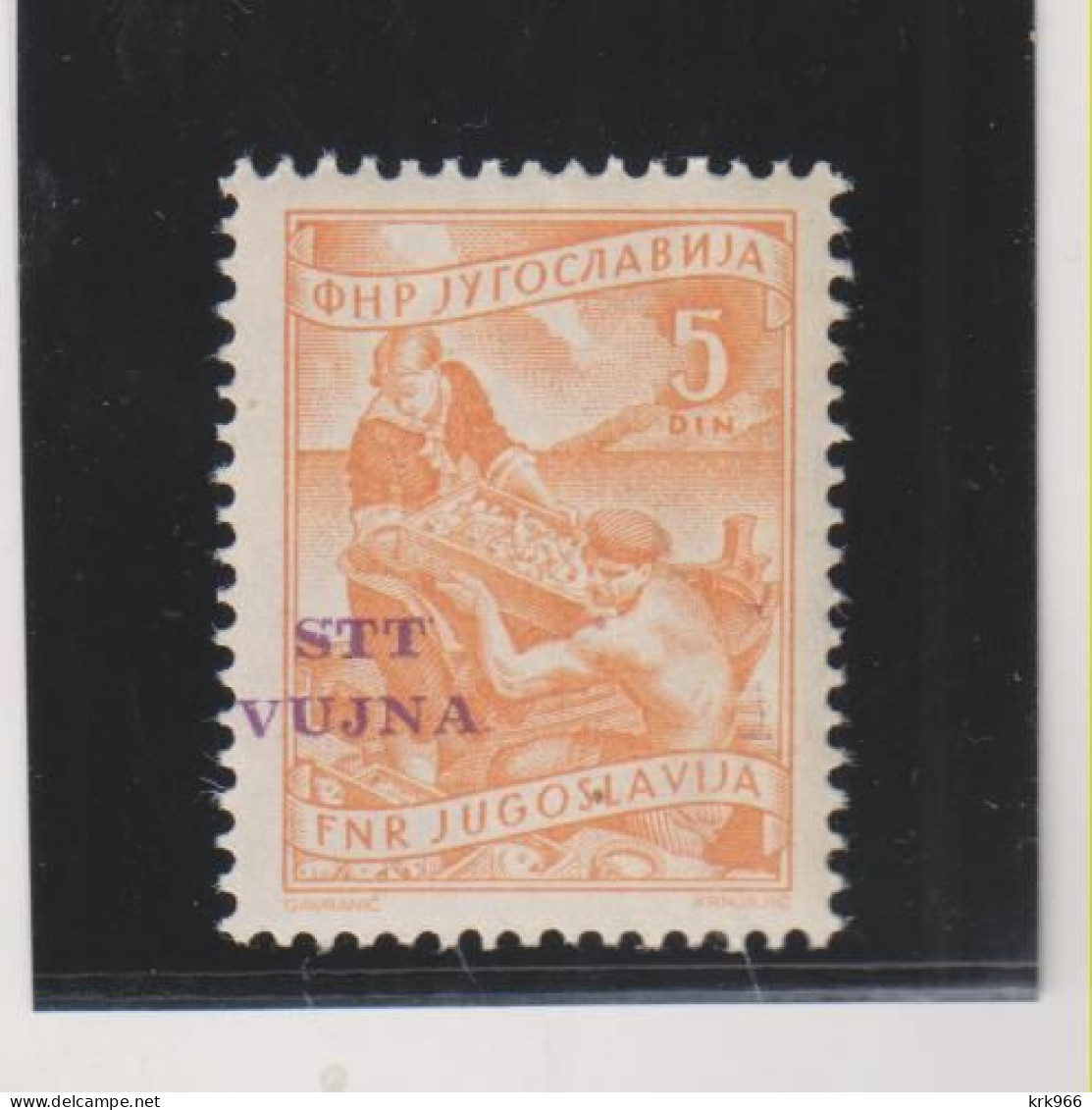 YUGOSLAVIA,1953 TRIESTE B 5 Din MICHEL 90 I  Missplaced Ovpt MNH - Lettres & Documents