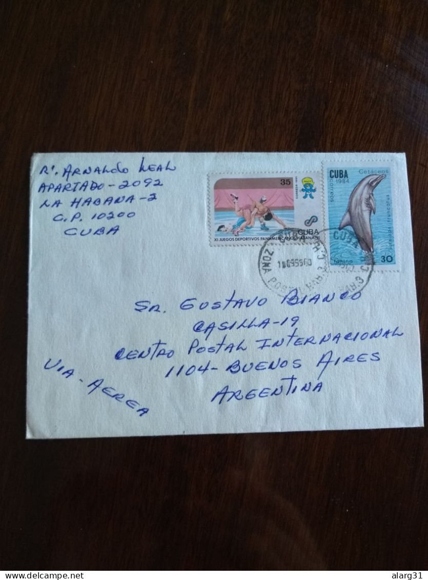 2air Letter Cuba . Argentina Yv3011*2.volleybal.barcelona.yv2527.dolphin.yv3124.fighting..e8 Reg Post Conmen 2 P.e14 3+. - Volley-Ball