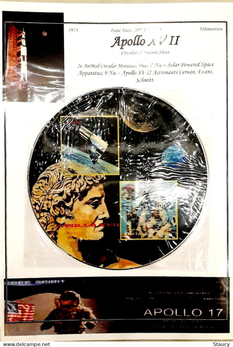 BHUTAN 1973 COLLECTION Of 3d APOLLO XVI Brochure + 2v SET+ 2 Souvenir Sheets + Official FDC + 2 + 2 Agency SS + SET FDC - Collections