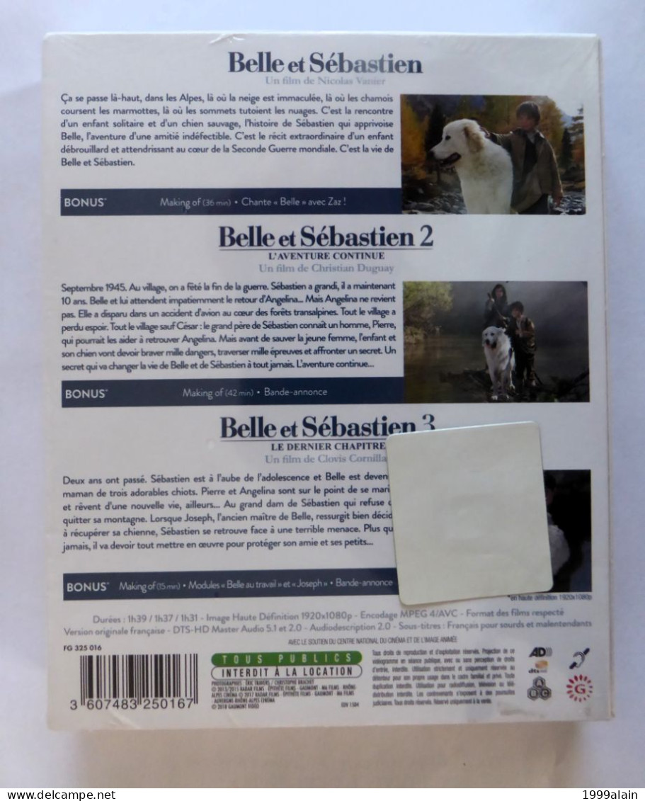 BELLE ET SEBASTIEN - LA TRILOGIE - COFFRET 3 BLU-RAY - NEUF SOUS CELLOPHANE - Autres Formats