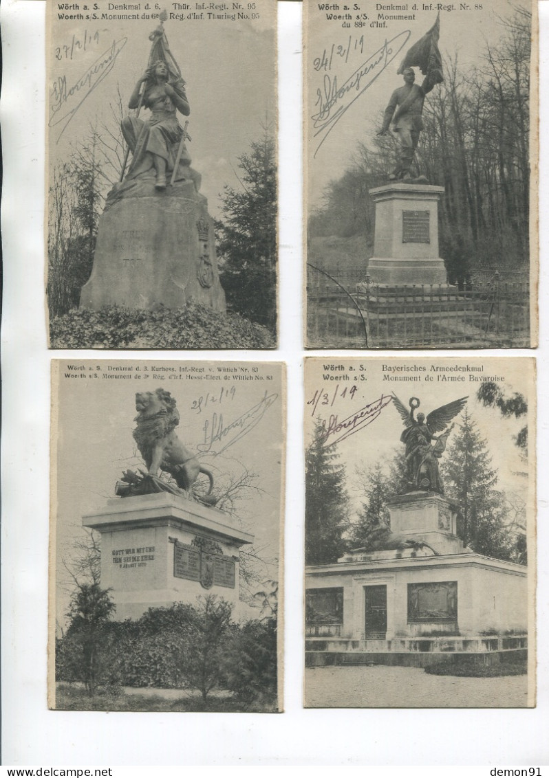 Lot De 4 Cartes : WOERTH - Monuments - 1919 - - Woerth