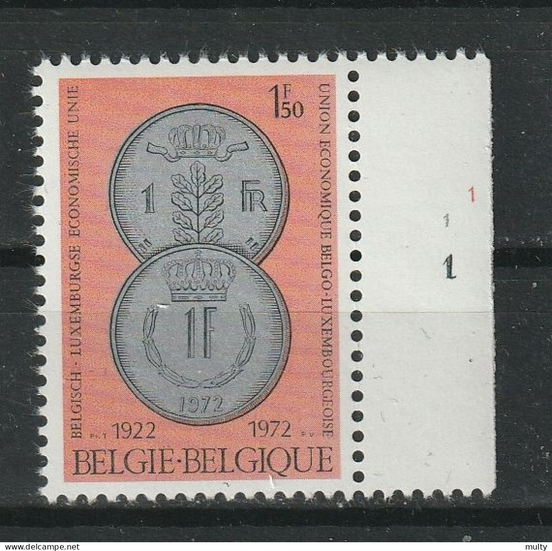 België OCB 1616 ** MNH Met Plaatnummer 1 - 1971-1980