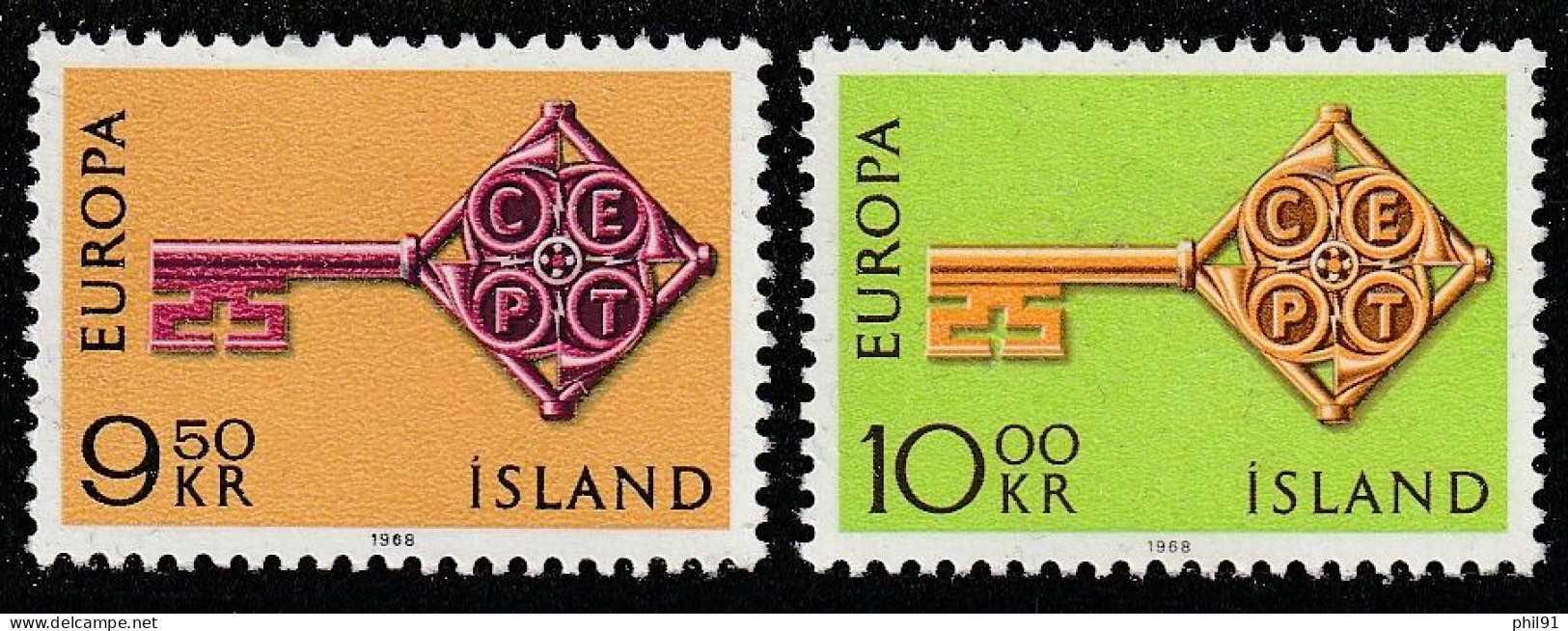 ISLANDE     Europa 1968   N° Y&T  372 Et 373   ** - Neufs
