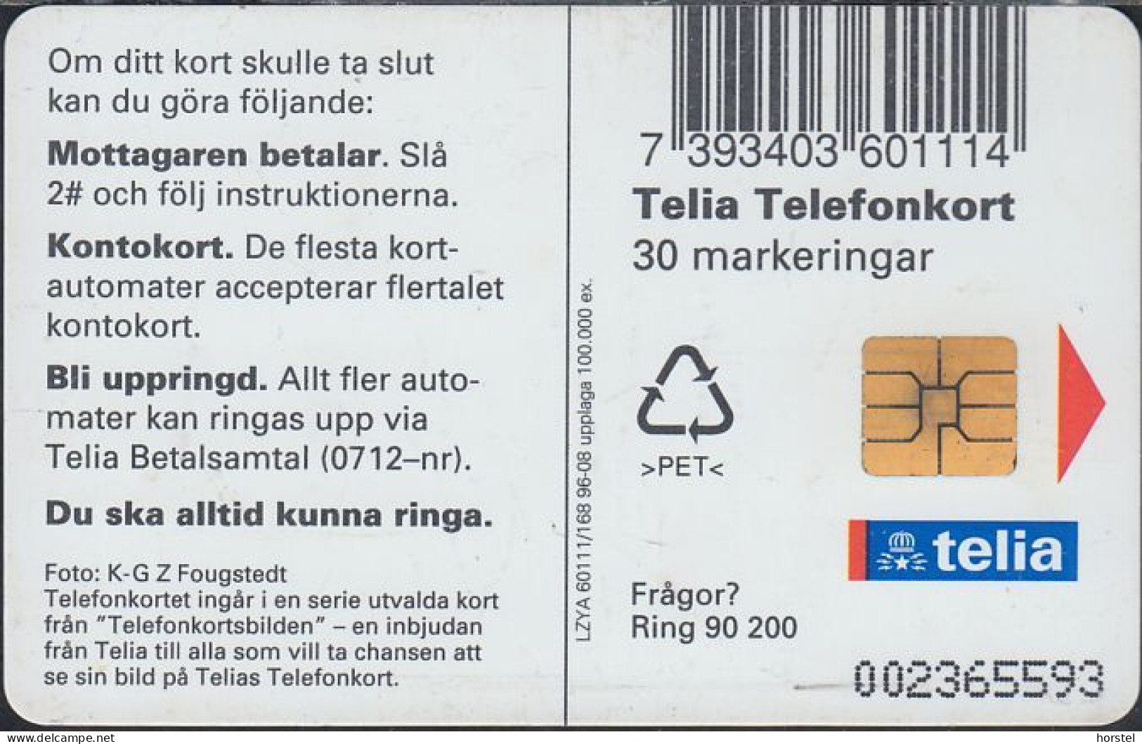 Schweden Chip 172 Stromleitung - Electricity Poles (60111/168) 002365593 - Suecia