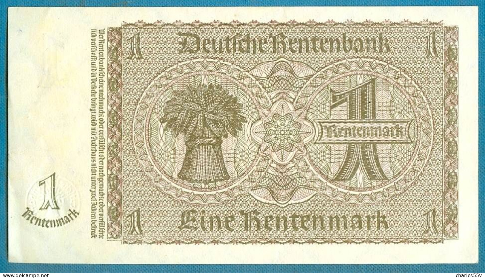 1 Rentenmark 30.1.1937 Serie Y  AUNC - Other & Unclassified