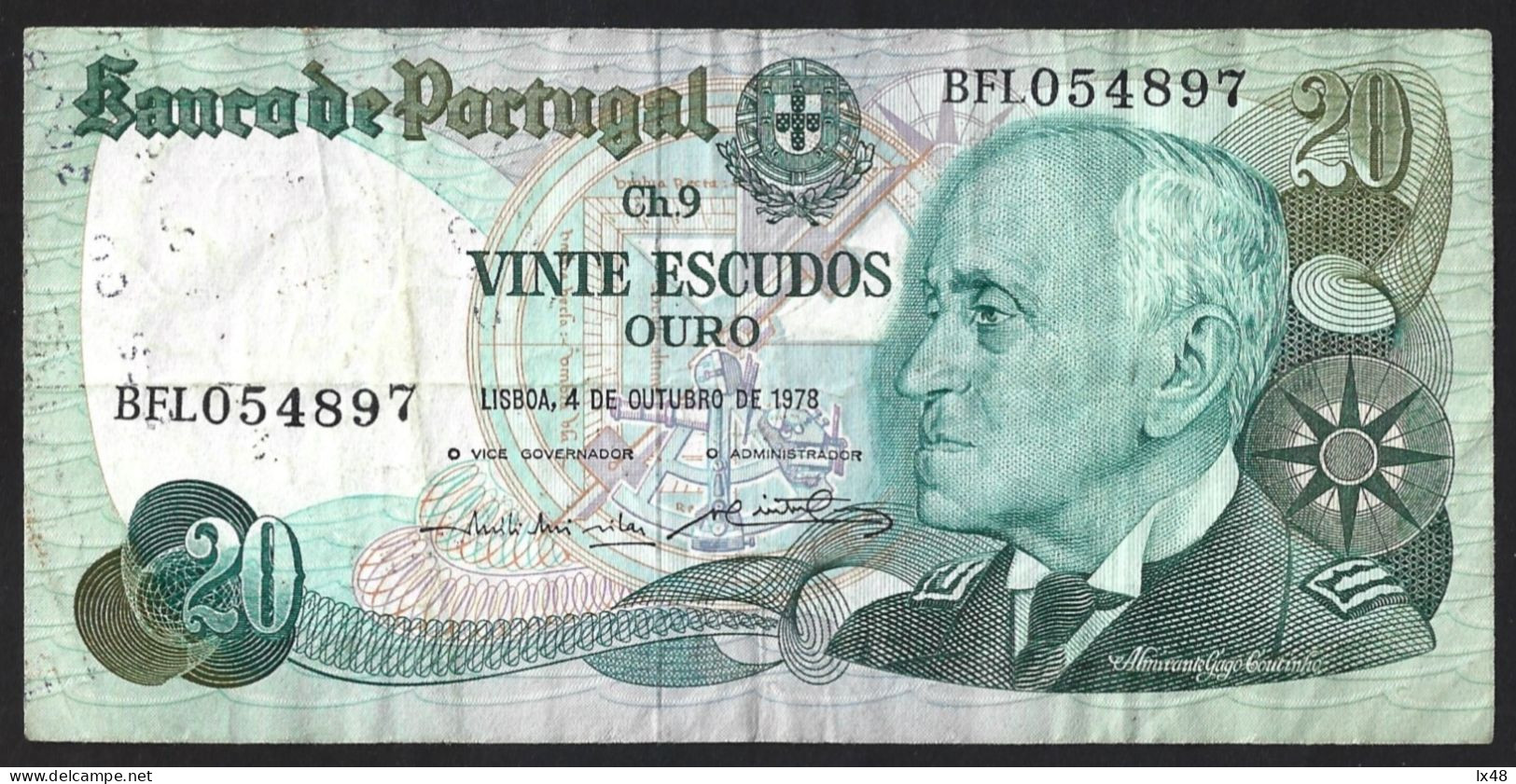 20$00 Note From 1st Aerial Crossing Of South Atlantic Lisbon Rio De Janeiro 1922. Gago Coutinho. Belém Tower. Note Ch9 - Portugal