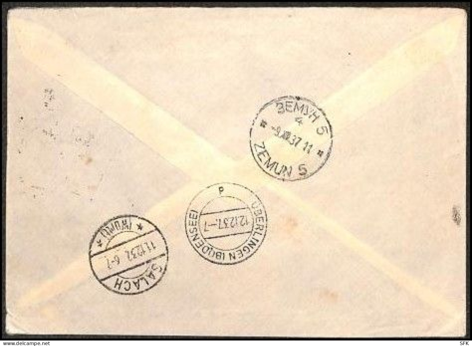 1937 Airmail Letter From Belgrade Airport Zemun 5 To Wirnterberg Sent By Lufthansa With Appropriate Franking, VF - Poste Aérienne
