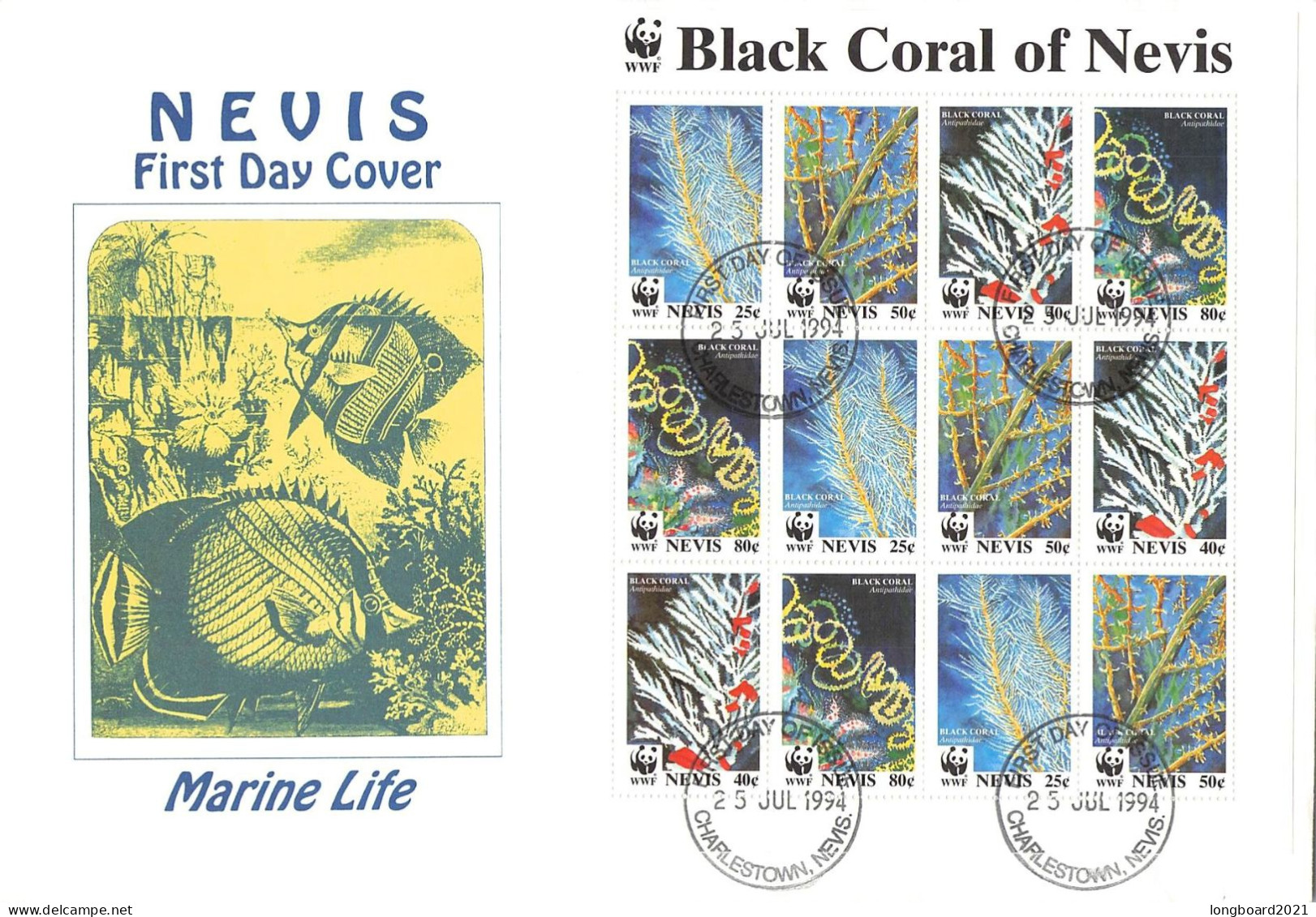 NEVIS - FDC WWF 1994 - MARINE LIFE / 4162 - St.Kitts-et-Nevis ( 1983-...)