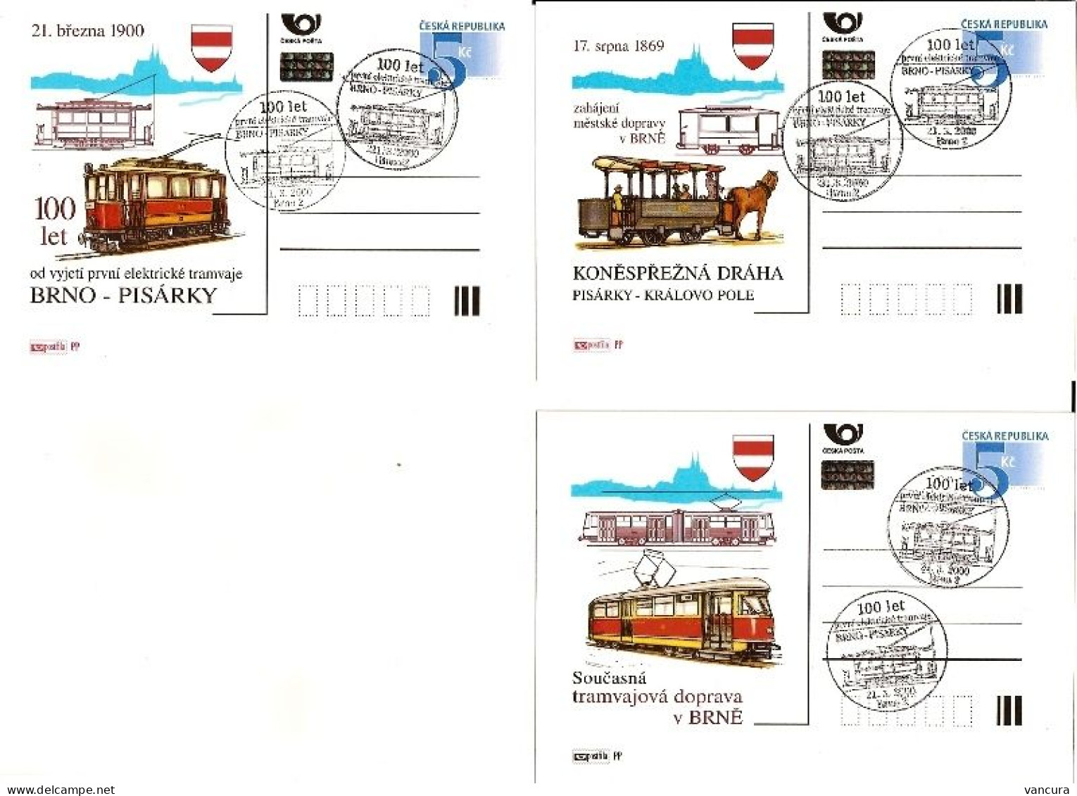 CDV B 215 (1-3) Czech Republic Centenary Of The Tramways In Brno Brünn 2000 - Tramways