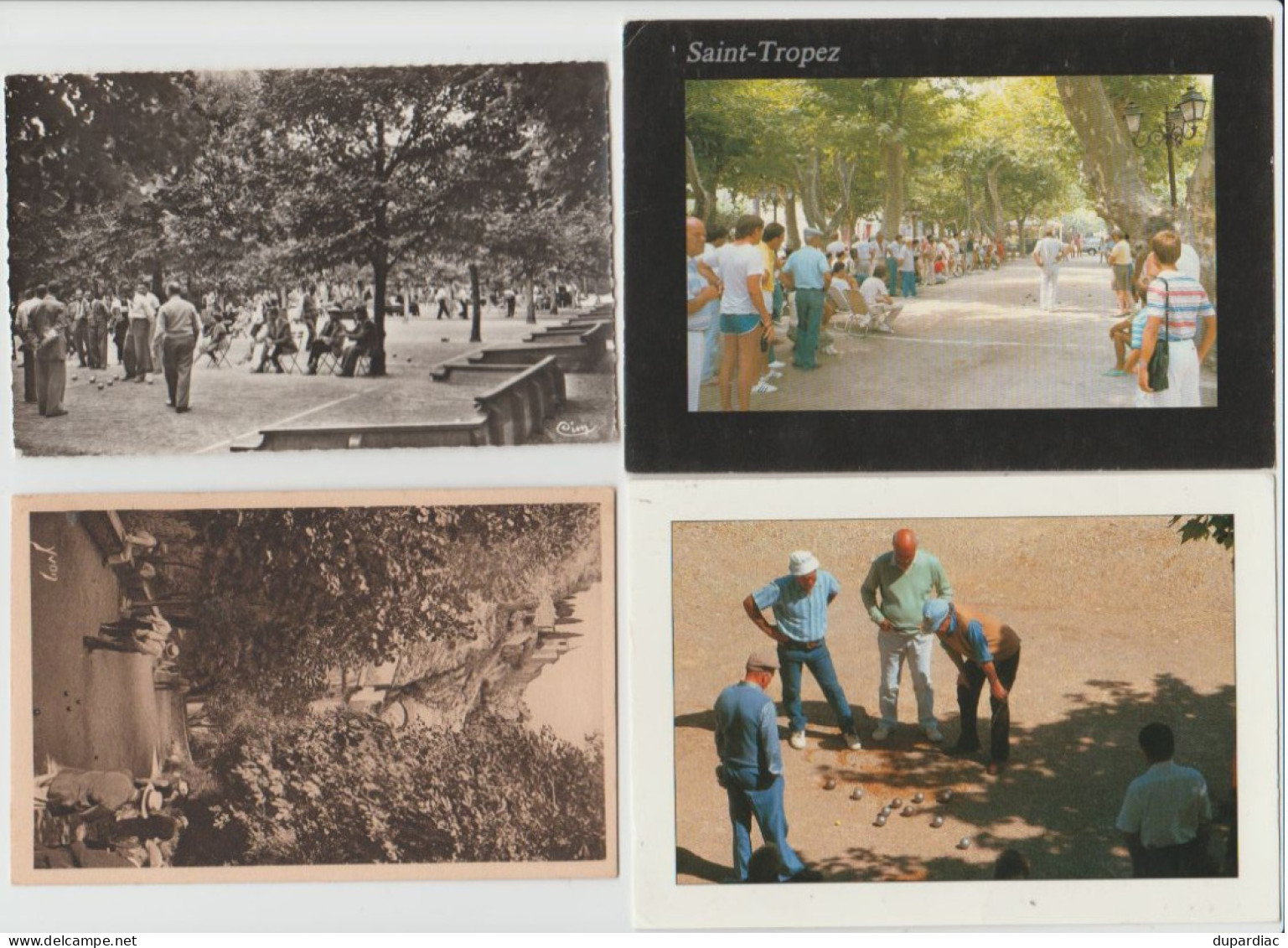 PETANQUE et jeux de boules : lot de 33 cartes postales humoristiques et terrains de jeux.