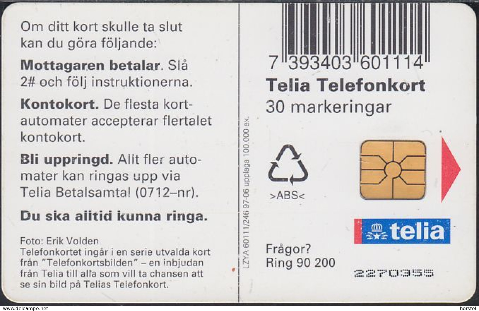 Schweden Chip 222  Ice Sea Shore (60111/246) - 2270355 - Suecia