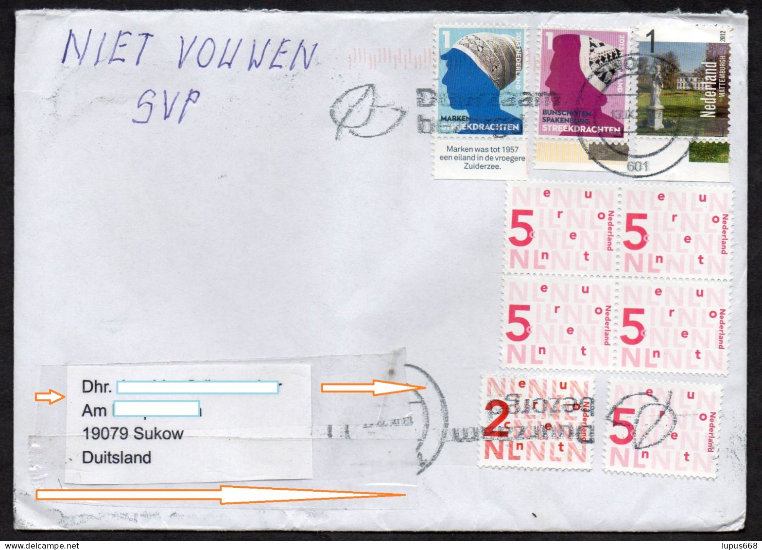 Niederlande 2013, 2023 MiNr. 3075, 3064  Trachten- Kopfbedeckungen, 2945. Mattemburg Auf 50g Brief - Covers & Documents