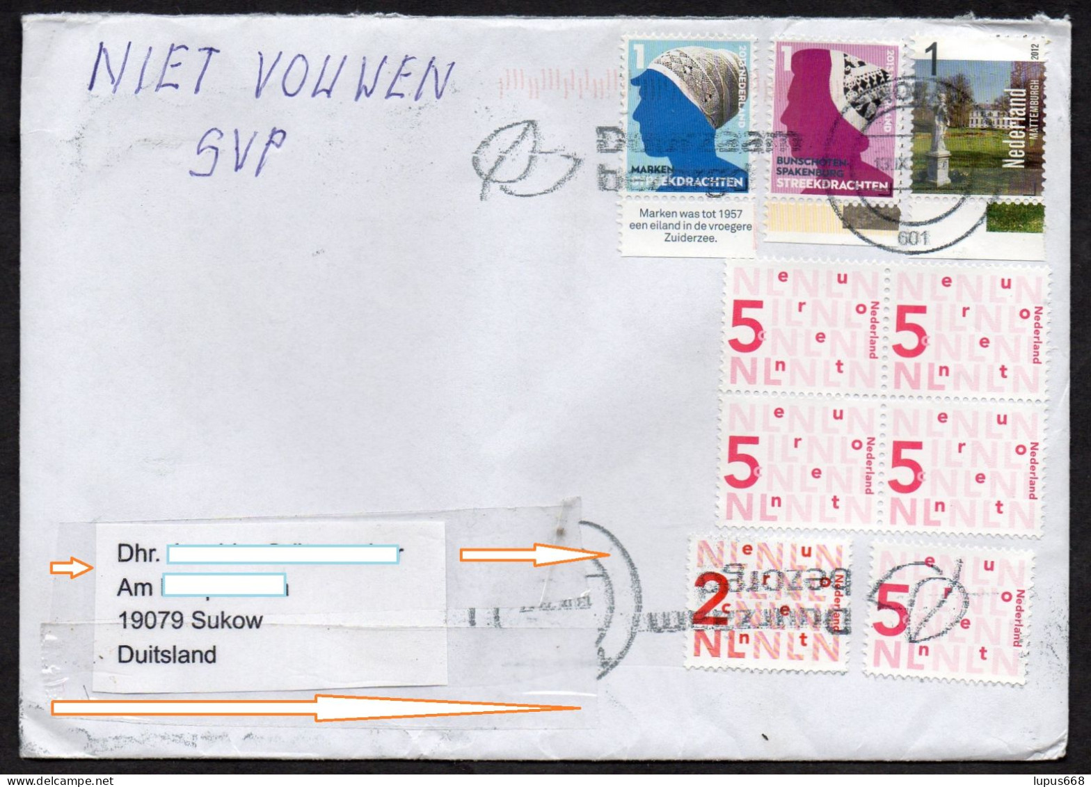Niederlande 2013, 2023 MiNr. 3075, 3064  Trachten- Kopfbedeckungen, 2945. Mattemburg Auf 50g Brief - Lettres & Documents