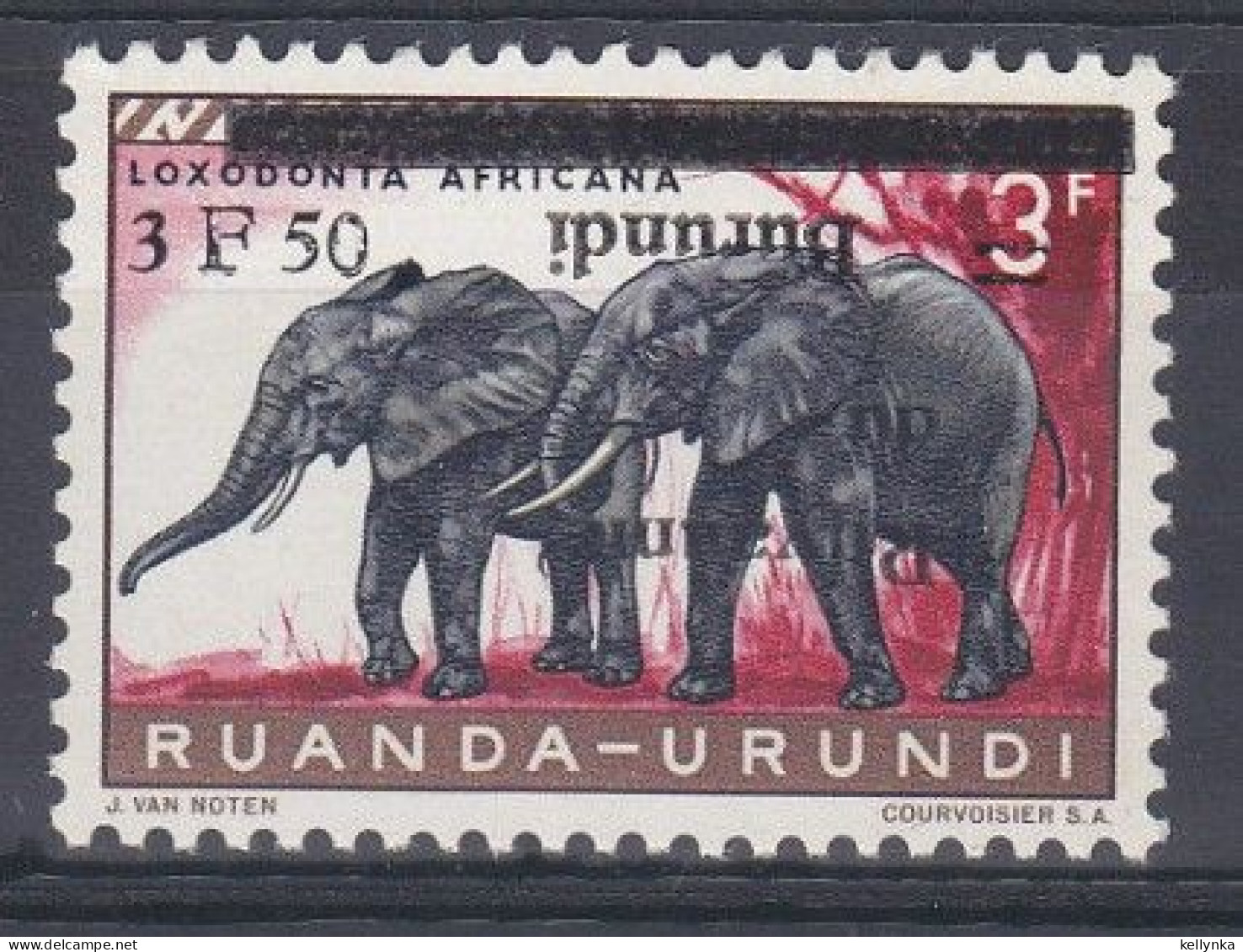 Burundi - 15 - Variété - Surcharge Renversée - Elephant - 1962 - MNH - Ungebraucht